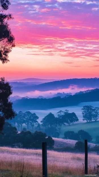 Pastel tones of dawn glowing in the sky in this Sunrise Wallpapers for Android.