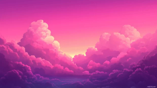 Pink purple sky mirrors calm ocean, sunset rays dim slowly.