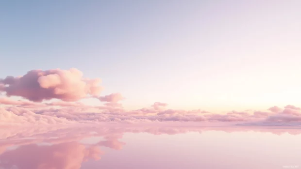 Pink sky at dawn, soft clouds spread, catch early day light.