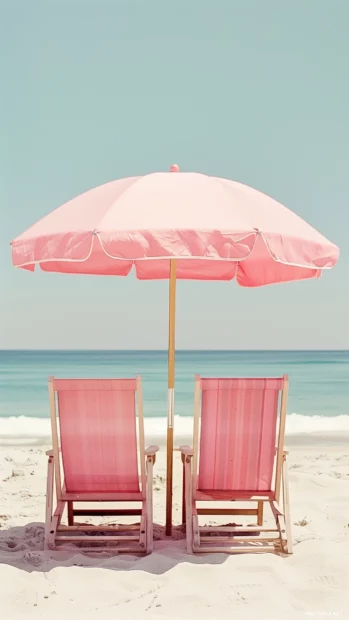 Preppy pink beach wallpaper for Mobile.