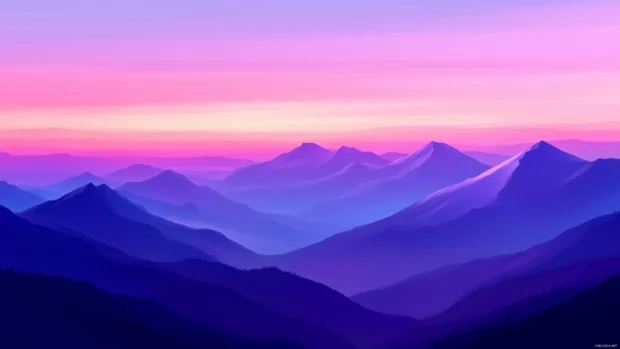 Purple sky at dawn, lilac violet tones glow on horizon.