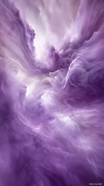Purple sky, fantasy style, clouds swirl, violet glow spans horizon.