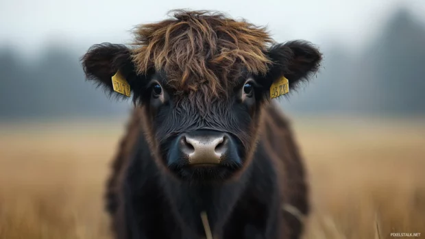 Realistic cow looking directly into the camera.