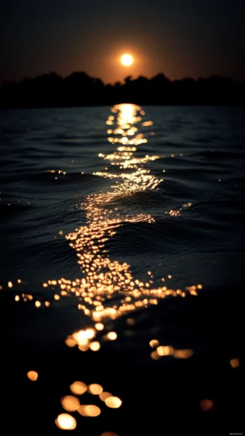 Rippling Light on water under stars.