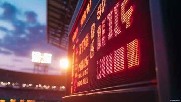 Scoreboard showing dramatic final moments of baseball game.