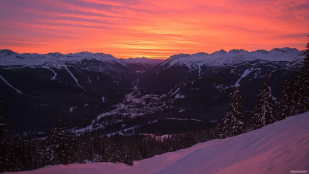 Shadowed valleys glow with pink and amber light.