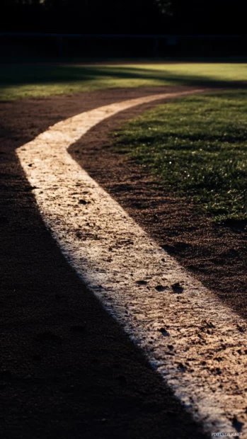 Shadows crawl across third base in the stillness.