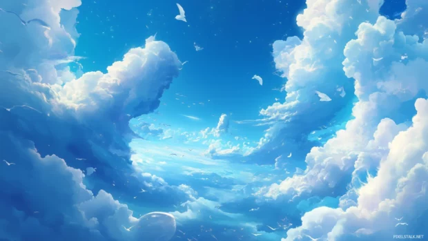 Sky with artistic clouds mirroring animals.