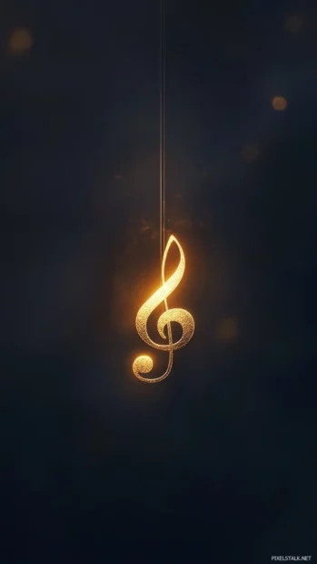 Soft ambient glow behind a suspended music note.