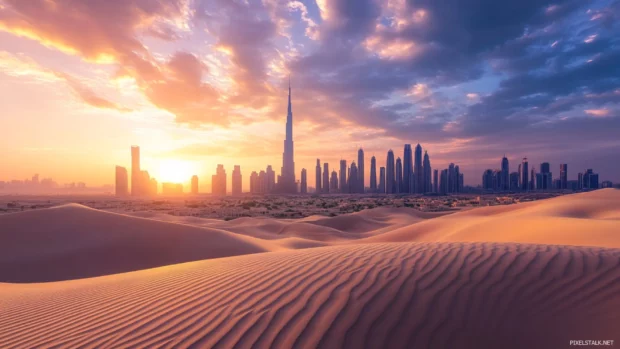 Soft morning light in a vast Sunrise Wallpaper in Desert landscape.
