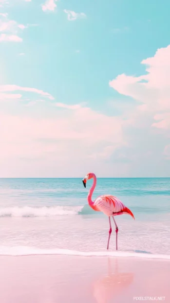 Soft pastel hues framing a flamingo silhouette, designed for a stylish phone wallpaper.
