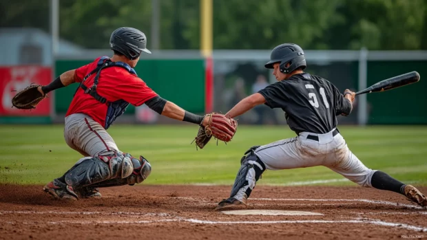 Split frame composition of action across bases.