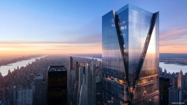 Steel and glass architecture shines in a crisp New York City Desktop Wallpaper view.