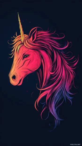 Stylized unicorn head with flowing minimal mane.