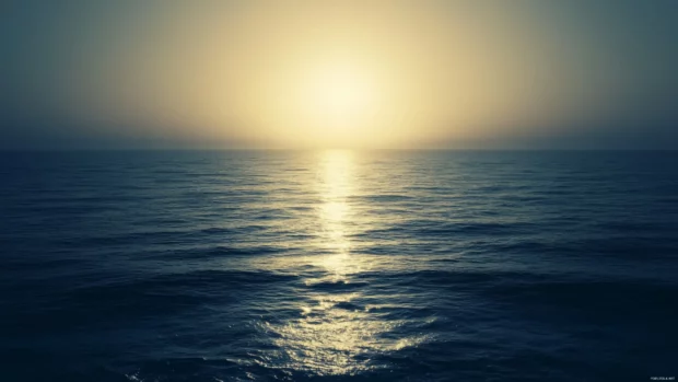 Sunlight dances on the ocean during early morning hours.