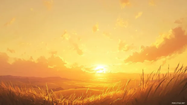 Sunrise Wallpaper for Desktop showcasing golden dunes under a warm sky.