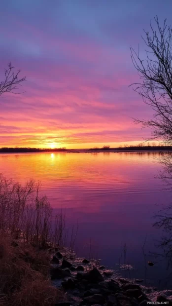 Sunrise blends into sky with gradient shades of soft warmth.