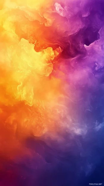 Sunset sky, orange to purple fade, bold cloud streaks.