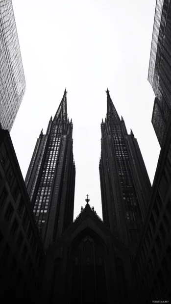 Tall towers stretch into the sky, a quiet fortress that is the dark city.
