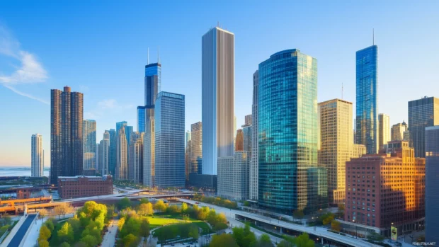 The Chicago skyline captured from above, highlighting modern architecture and the city vibrant energy during the day.