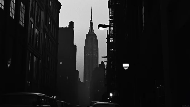 The Empire State Building pierces the soft light above New York City.