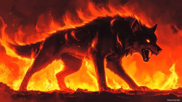 The ground cracks beneath the force of a howling, furious wolf stance.