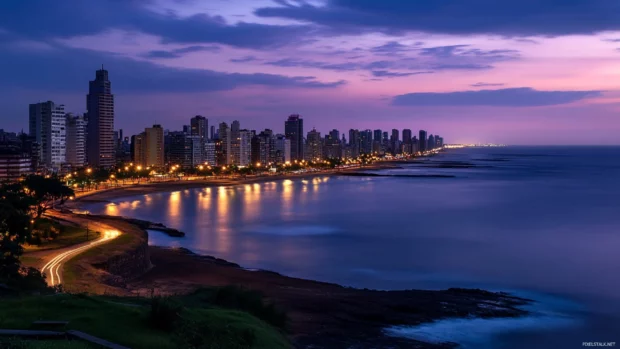 Twilight settles over an endless ocean of City Lights.