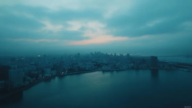 Twilight view over Tokyo Bay for a stunning Tokyo Cityscape Wallpaper.
