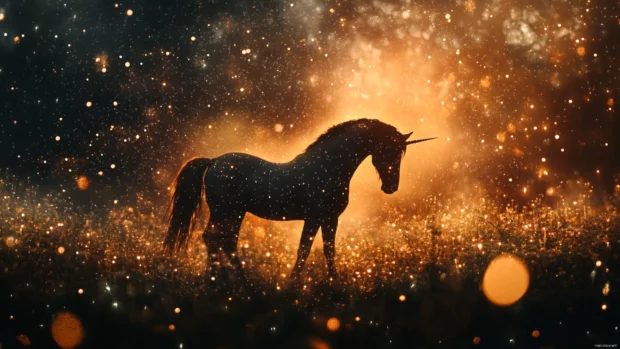 Unicorn Wallpaper 4K with cosmic sparkles surrounding the animal in a starry dreamscape.