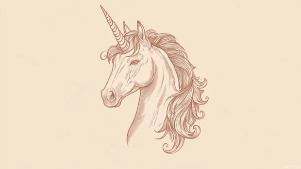 Unicorn outline centered on plain beige background.
