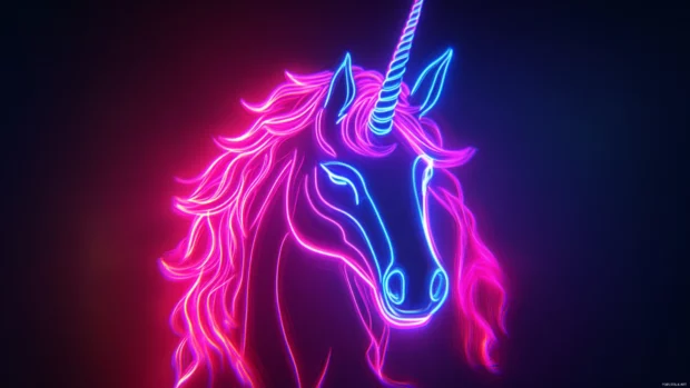 Unicorn outlined in glowing beams in this Bright neon unicorn lockscreen.