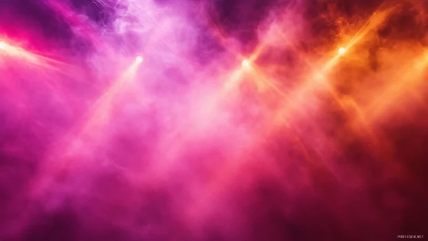 Vibrant laser beams crisscrossing in a foggy room, creating an electrifying spectrum of colors.