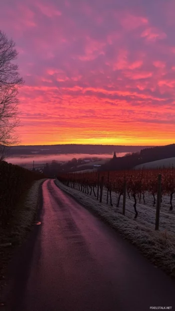 Warm tones spreading across the sky in a gentle morning sunrise.