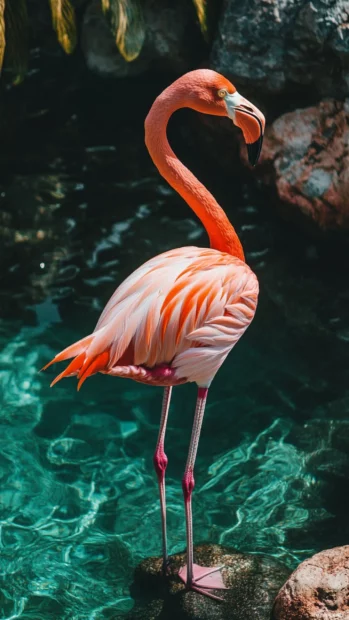 iPhone wallpaper featuring a flamingo in a vertical composition, soft tones.
