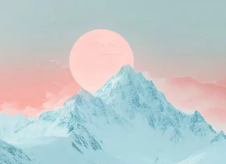4K minimalist mountain wallpaper with soft gradients and calm tones.