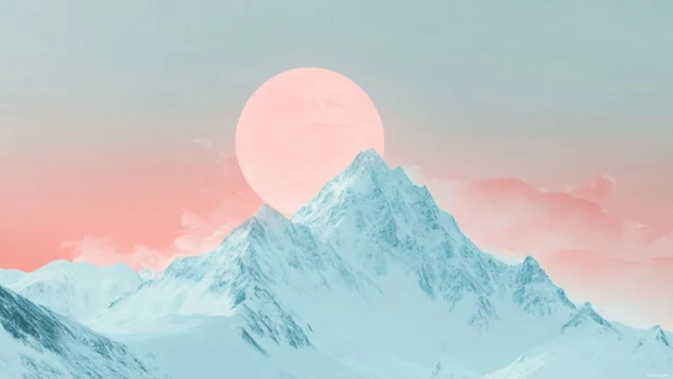 4K minimalist mountain wallpaper with soft gradients and calm tones.