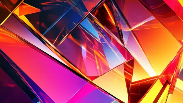 4K neon light abstract art, Geometric shapes reflecting neon hues in high detail.