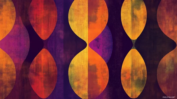70s wallpaper, abstract shapes, vibrant colors, retro textures, nostalgic laid back vibe, retro style.