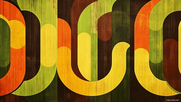 70s wallpaper, retro typography, funky patterns, groovy colors mustard yellow avocado green brown, retro style.