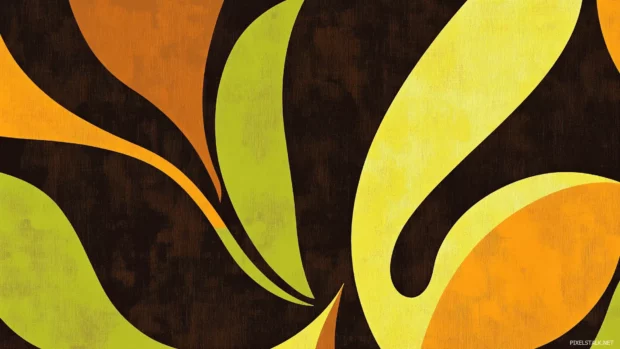 A 70s inspired wallpaper with retro typography, funky patterns, and groovy color combinations like mustard yellow, avocado green, and brown, Retro style.