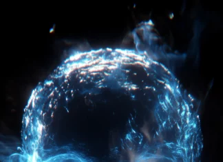 A Blue fire skull, glowing eyes, black background, hyperrealistic.