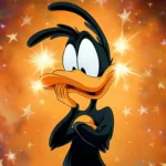 A Daffy Duck wallpaper featuring his confused reaction with stars spinning around his head.