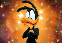 A Daffy Duck wallpaper featuring his confused reaction with stars spinning around his head.