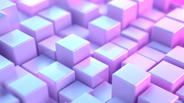 A Gradient neon squares arranged in a clean and balanced pattern.