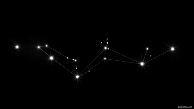 A Minimal neon dots forming a glowing constellation on a black canvas, Vector illustration.