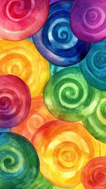 A Vibrant Watercolor Lock Screen With Abstract Rainbow Swirls.