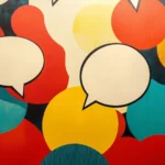 A bold retro pop art wallpaper featuring comic style speech bubbles with iconic phrases, vibrant red, yellow, and blue tones, and halftone textures.