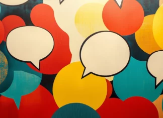 A bold retro pop art wallpaper featuring comic style speech bubbles with iconic phrases, vibrant red, yellow, and blue tones, and halftone textures.