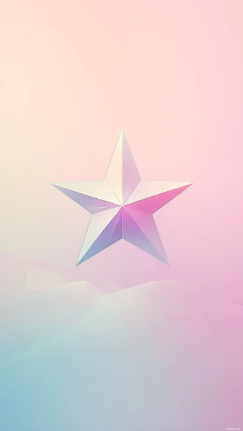 A bold silver star in the middle of a soft pastel gradient background, transitioning from pink to light blue, creating a dreamy and calming atmosphere.