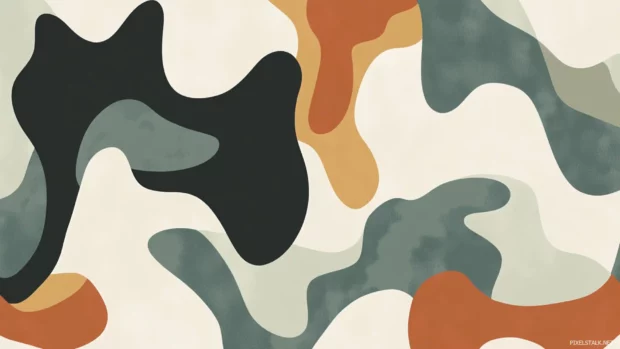 A cascade of abstract shapes in muted tones, creating a nostalgic trippy wallpaper for your screen.